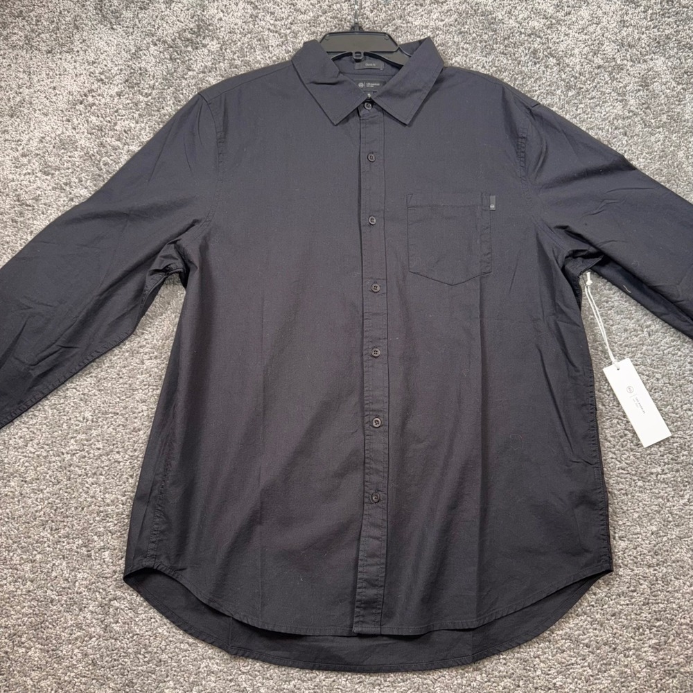 AG Adriano Goldschmied Aiden Twill Button Up Shirt Mens Classic Fit Black XL NEW